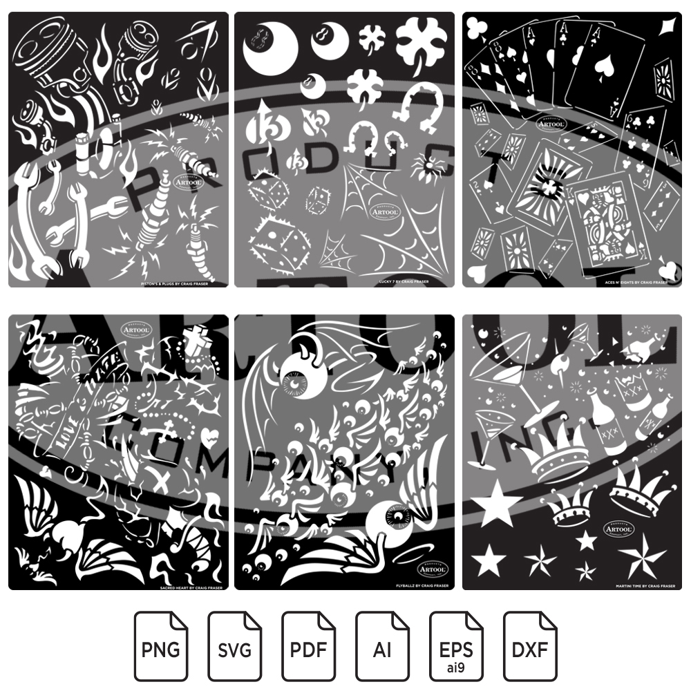 Artool Kustom Kulture Freehand Digital Download Stencil Set