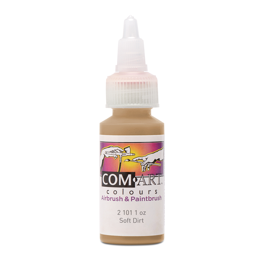 Com Art Colours Water-Based Acrylic Transparent Soft Dirt 1oz For Airbrush And Paintbrush