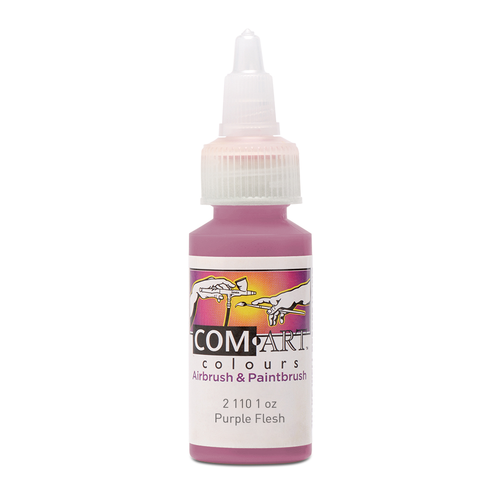 Com Art Colours Water-Based Acrylic Transparent Purple Flesh 1oz For Airbrush And Paintbrush