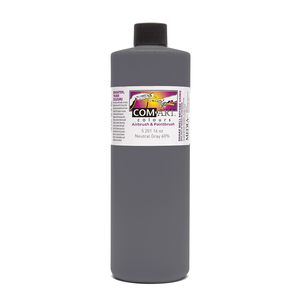Com Art Colours WaterBased Acrylic Opaque Neutral Gray 60 16oz For
