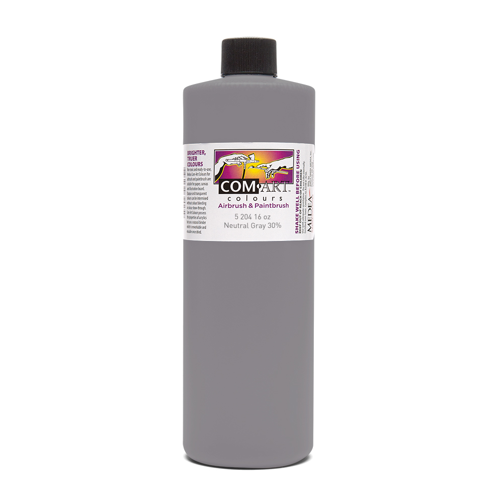 Com Art Colours WaterBased Acrylic Opaque Neutral Gray 30 16oz For