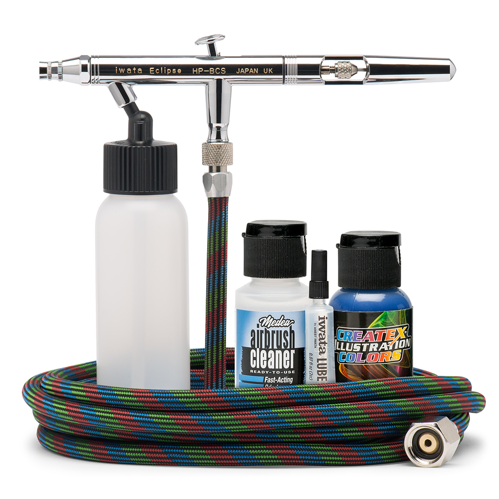 HP-C Plus Airbrush with 0.3 mm. Tip with 4 Cylinder Piston Compressor — TCP  Global
