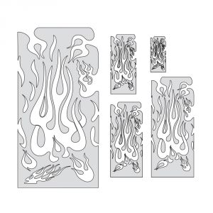 Iwata Artool Airbrush Stencil - Nano Series, True Fire (Set of 3