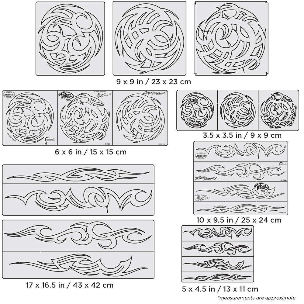 Artool Tribal Master Freehand Airbrush Template Set by Steve Vandemon